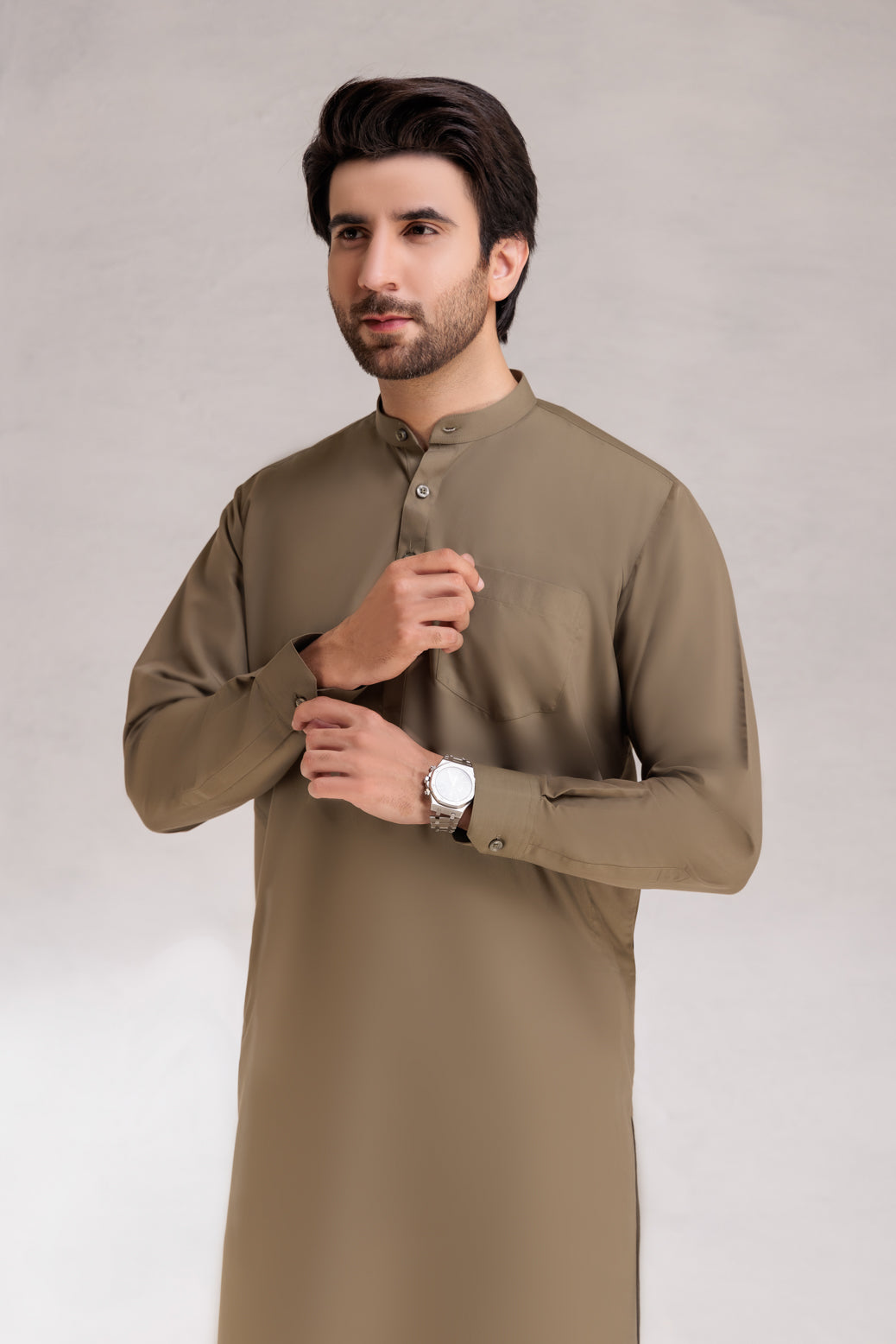 OLIVE-BLENDED-SHALWAR SUIT (GSBB22-009)