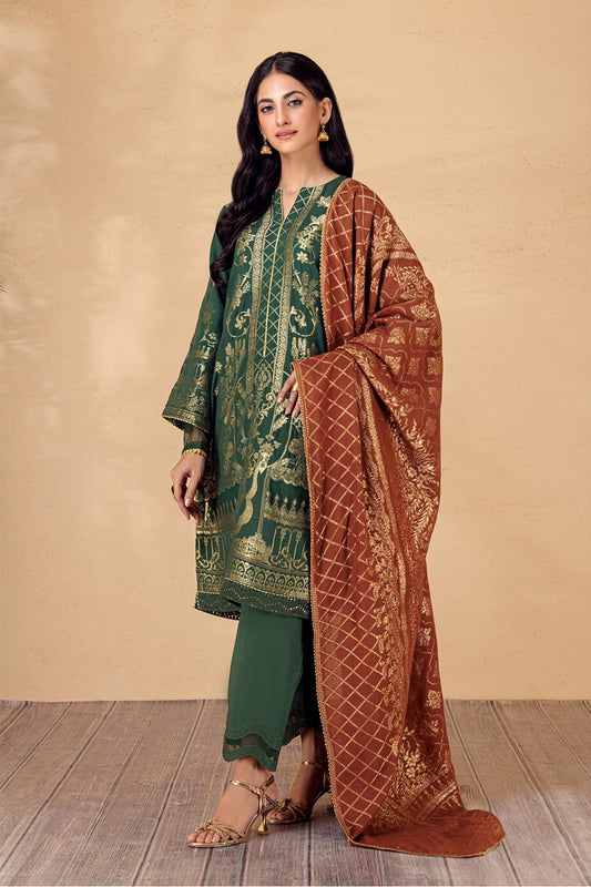 GREEN-JACQUARD-3 PIECE-SUIT (HBNW22T3P3)