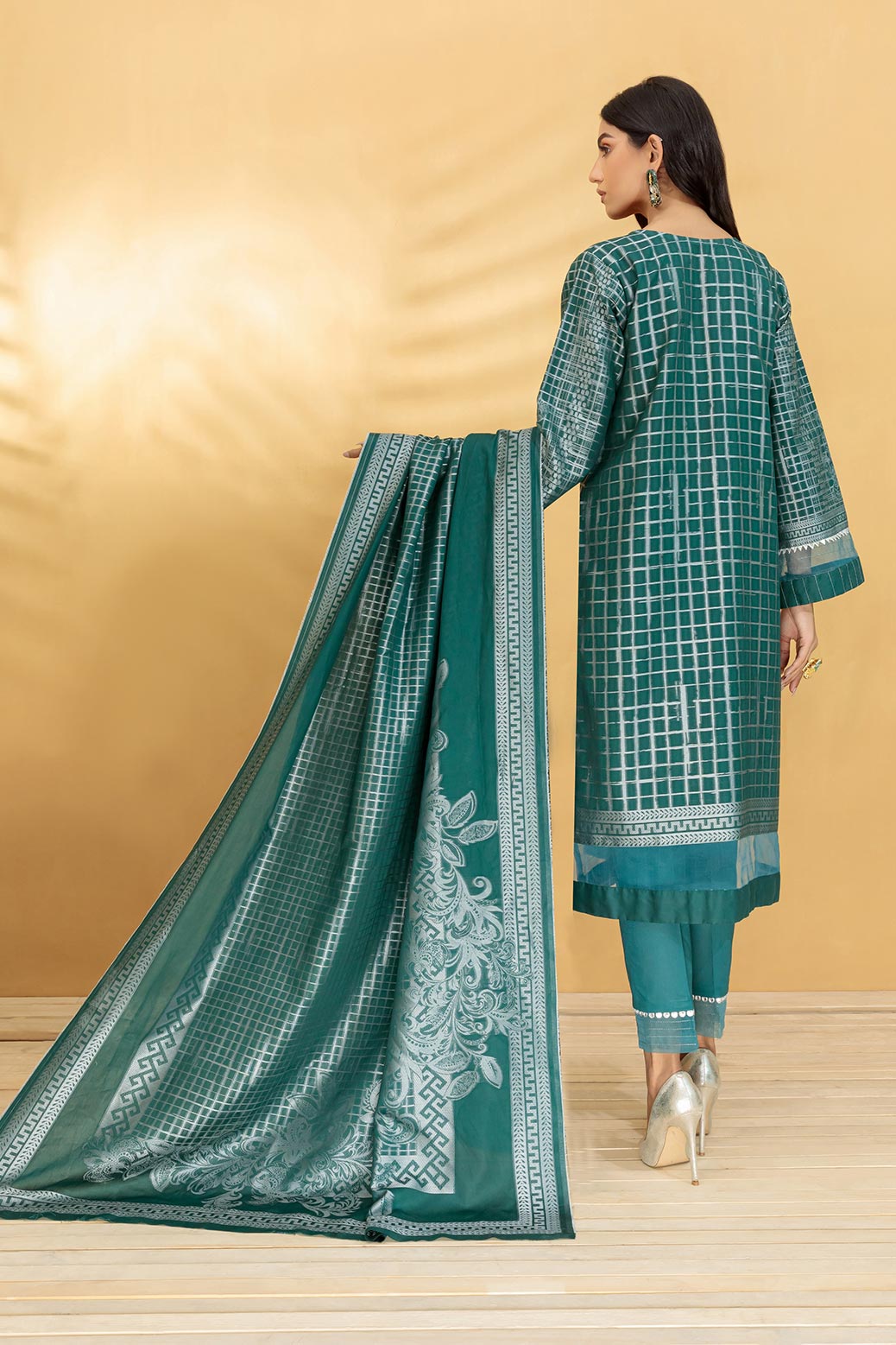 GREEN-JACQUARD-3 PIECE-SUIT (JRW223P01)