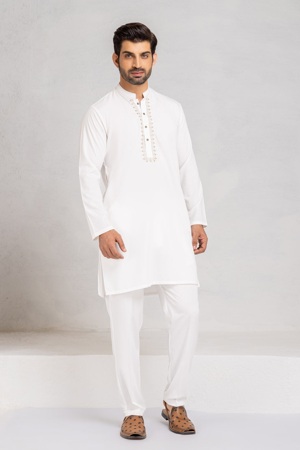 O-WHITE-BLENDED-KURTA PAJAMA/TROUSER (KSB22-011)