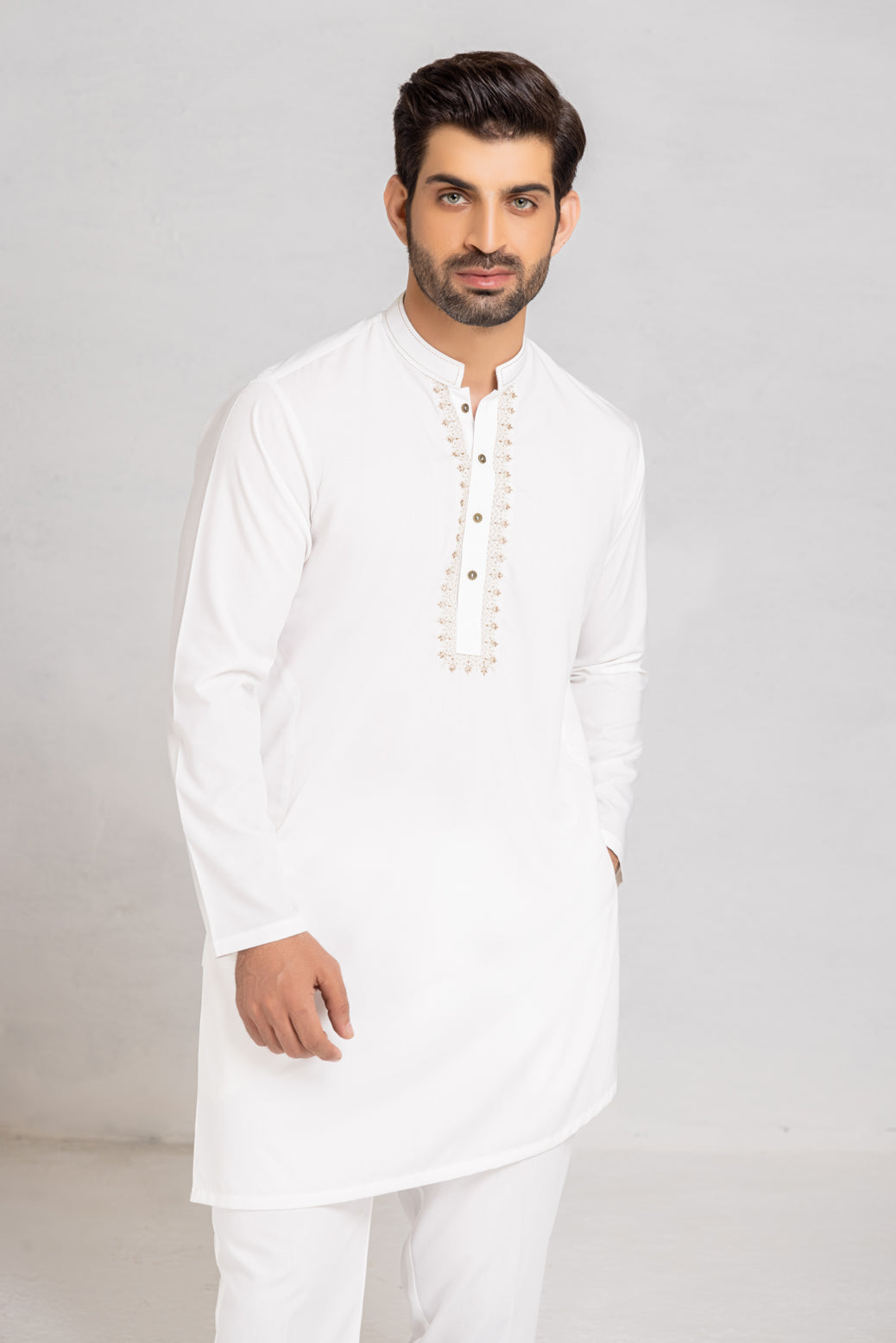 O-WHITE-BLENDED-KURTA PAJAMA/TROUSER (KSB22-011)