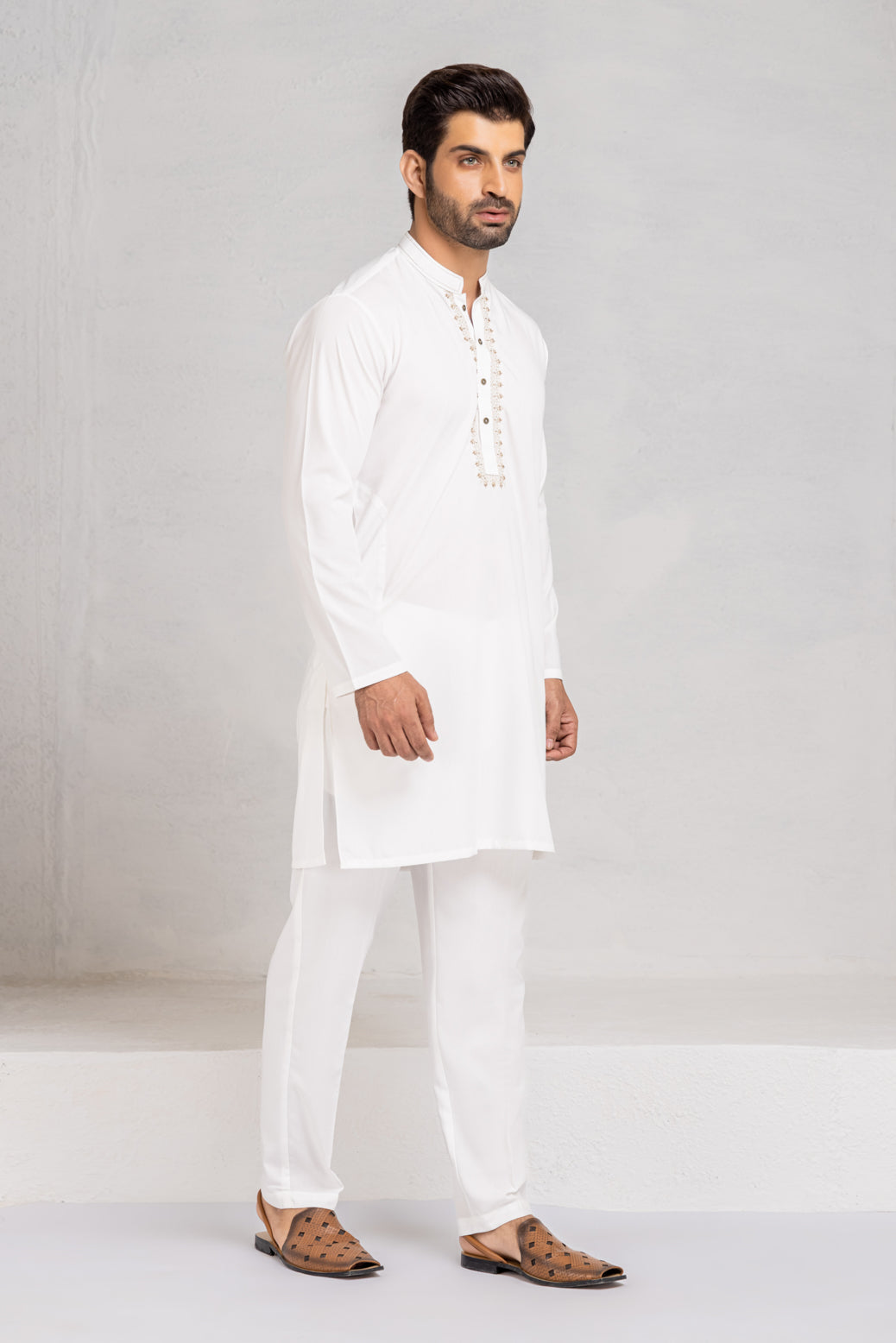 O-WHITE-BLENDED-KURTA PAJAMA/TROUSER (KSB22-011)