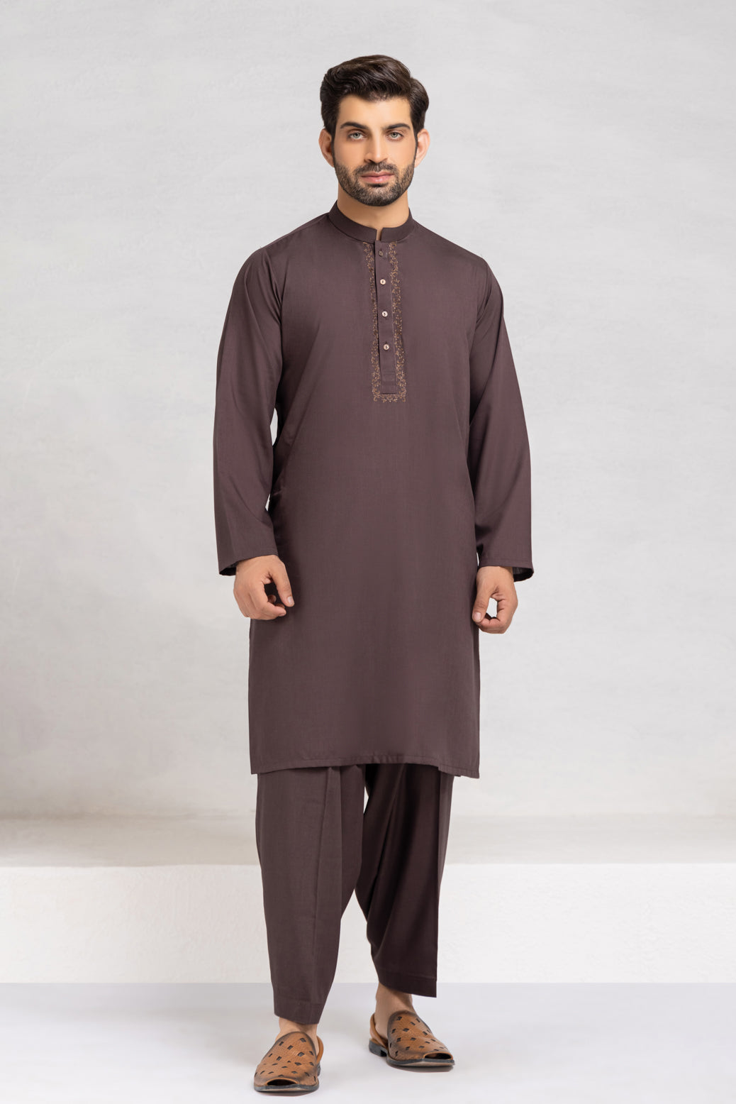 D-BROWN-BLENDED-KURTA SHALWAR (KSRW22-003)