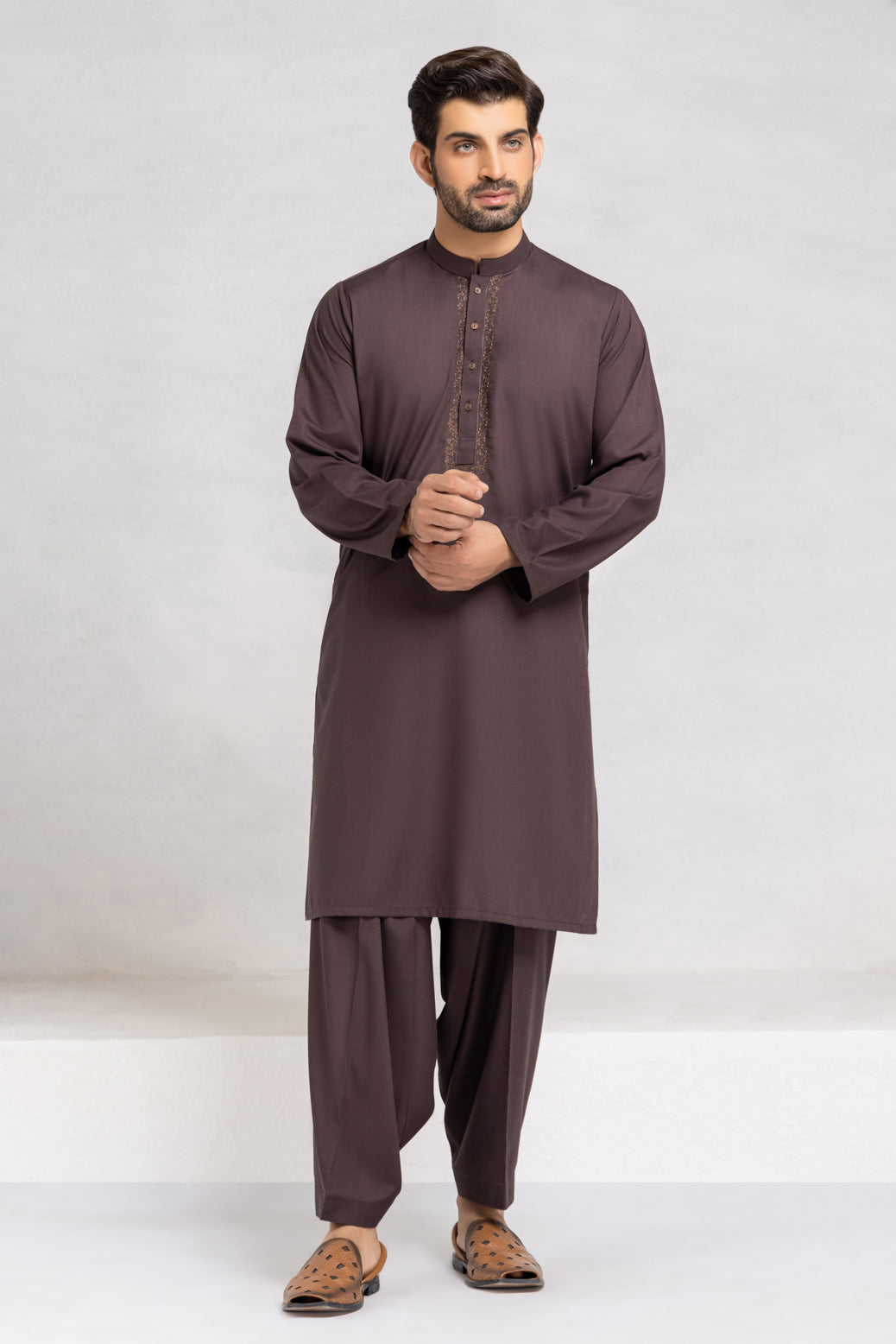 D-BROWN-BLENDED-KURTA SHALWAR (KSRW22-003)