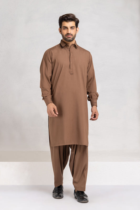 W-BROWN-BLENDED-SHALWAR SUIT (KSRW22-009)