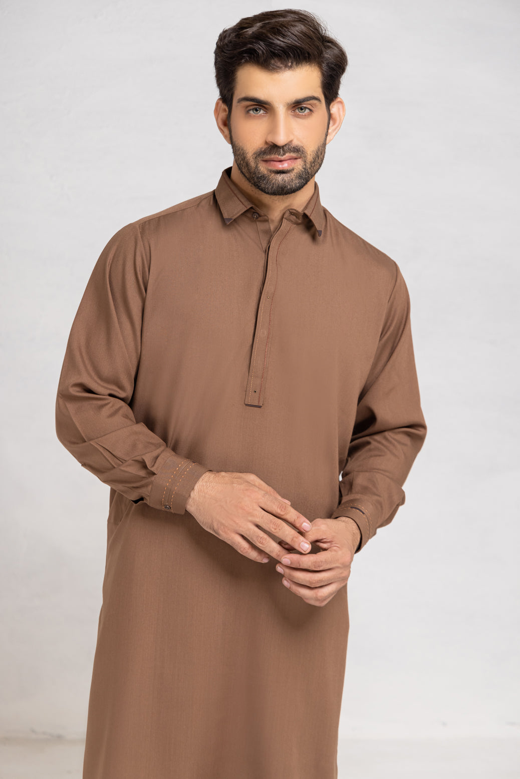 W-BROWN-BLENDED-SHALWAR SUIT (KSRW22-009)