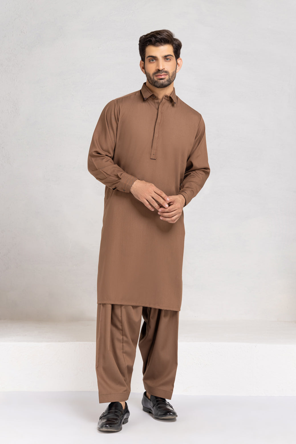 W-BROWN-BLENDED-SHALWAR SUIT (KSRW22-009)