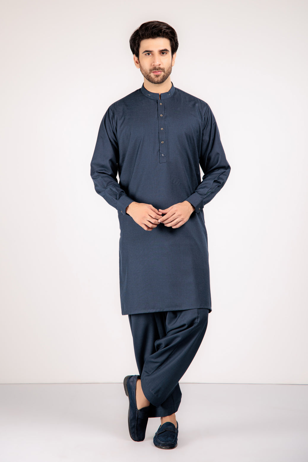 N-BLUE-KURTA SHALWAR-BLENDED (KSRW22-017)