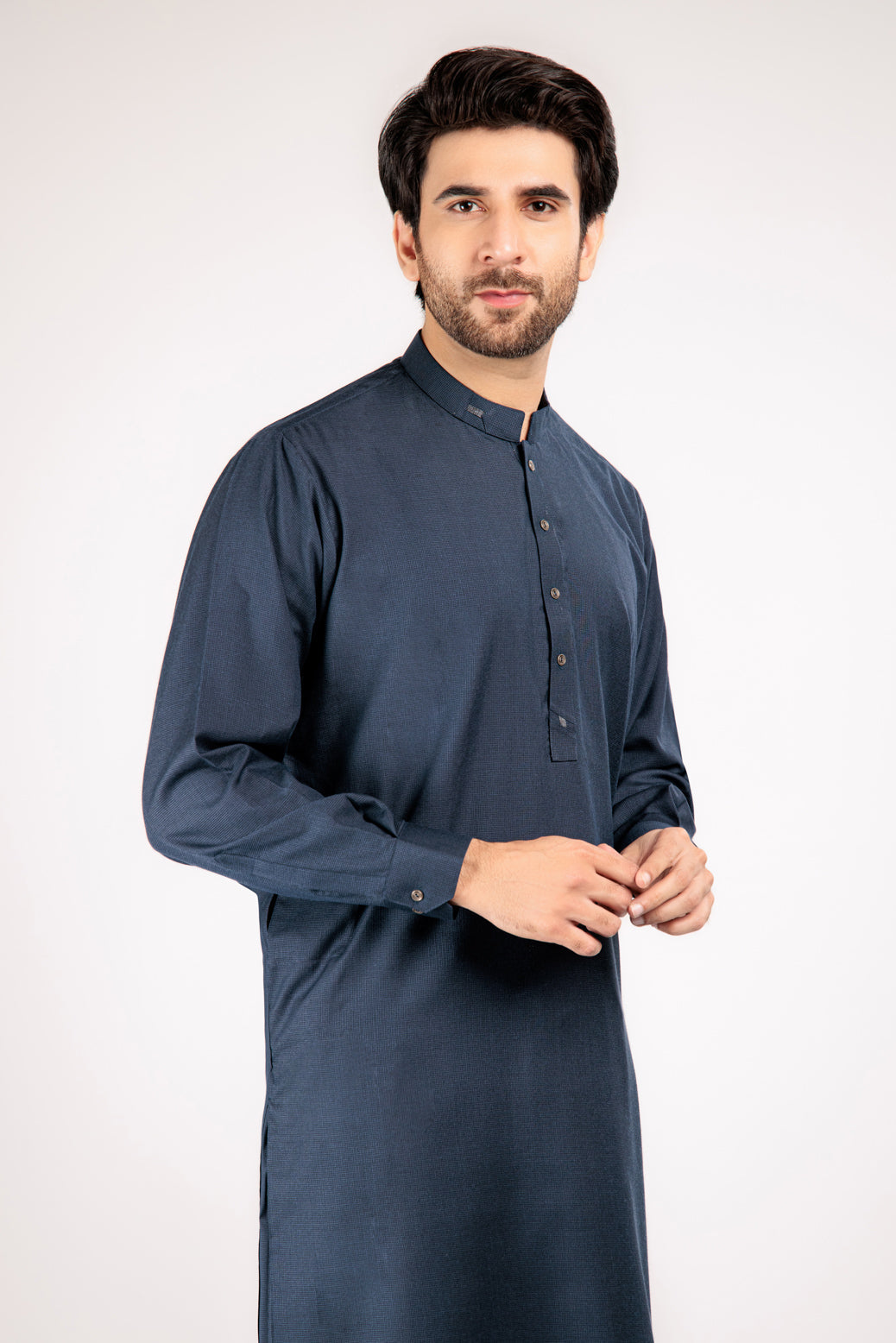 N-BLUE-KURTA SHALWAR-BLENDED (KSRW22-017)