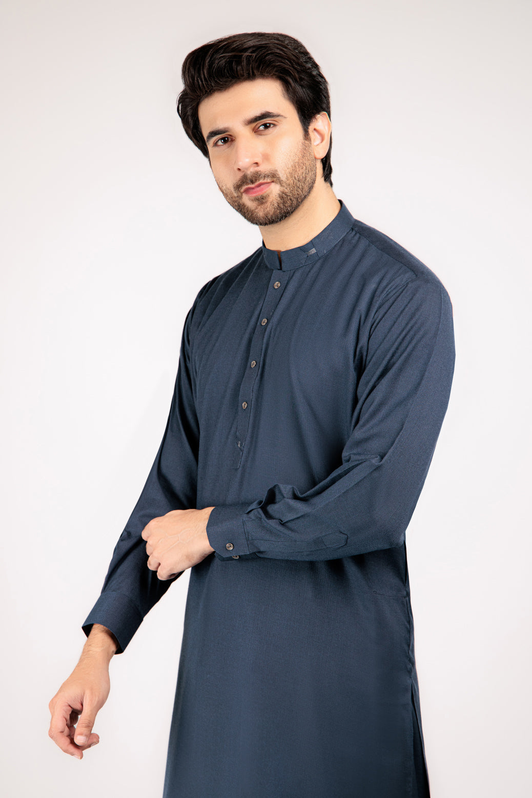 N-BLUE-KURTA SHALWAR-BLENDED (KSRW22-017)