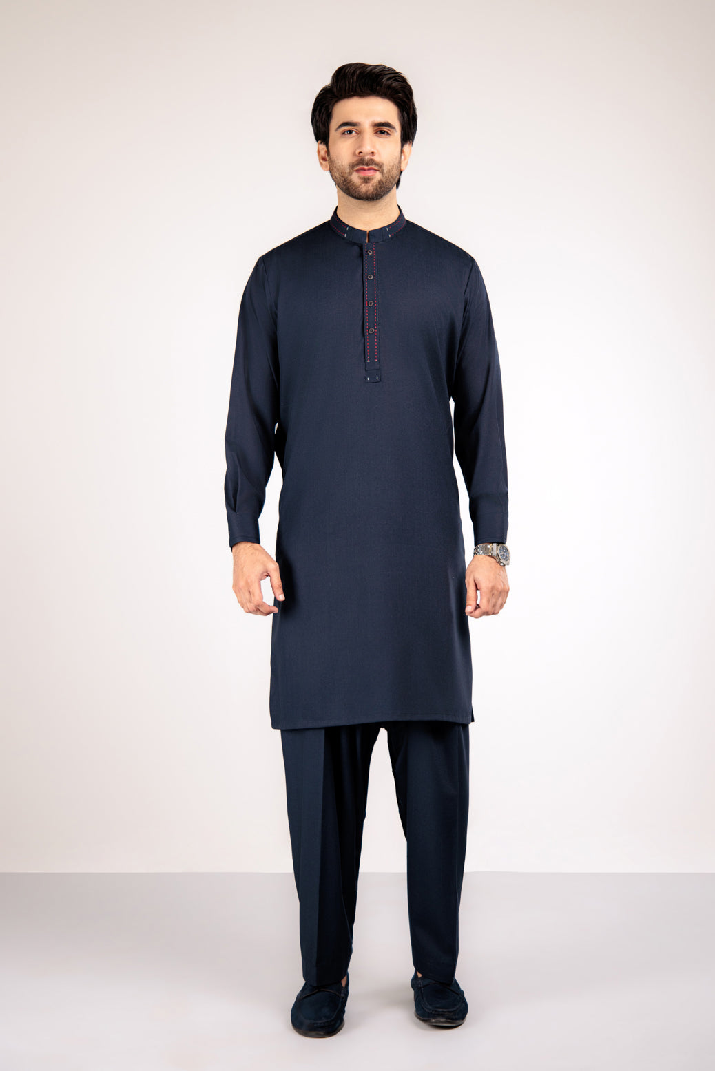 E-BLUE-KURTA SHALWAR-BLENDED (KSRW22-025)