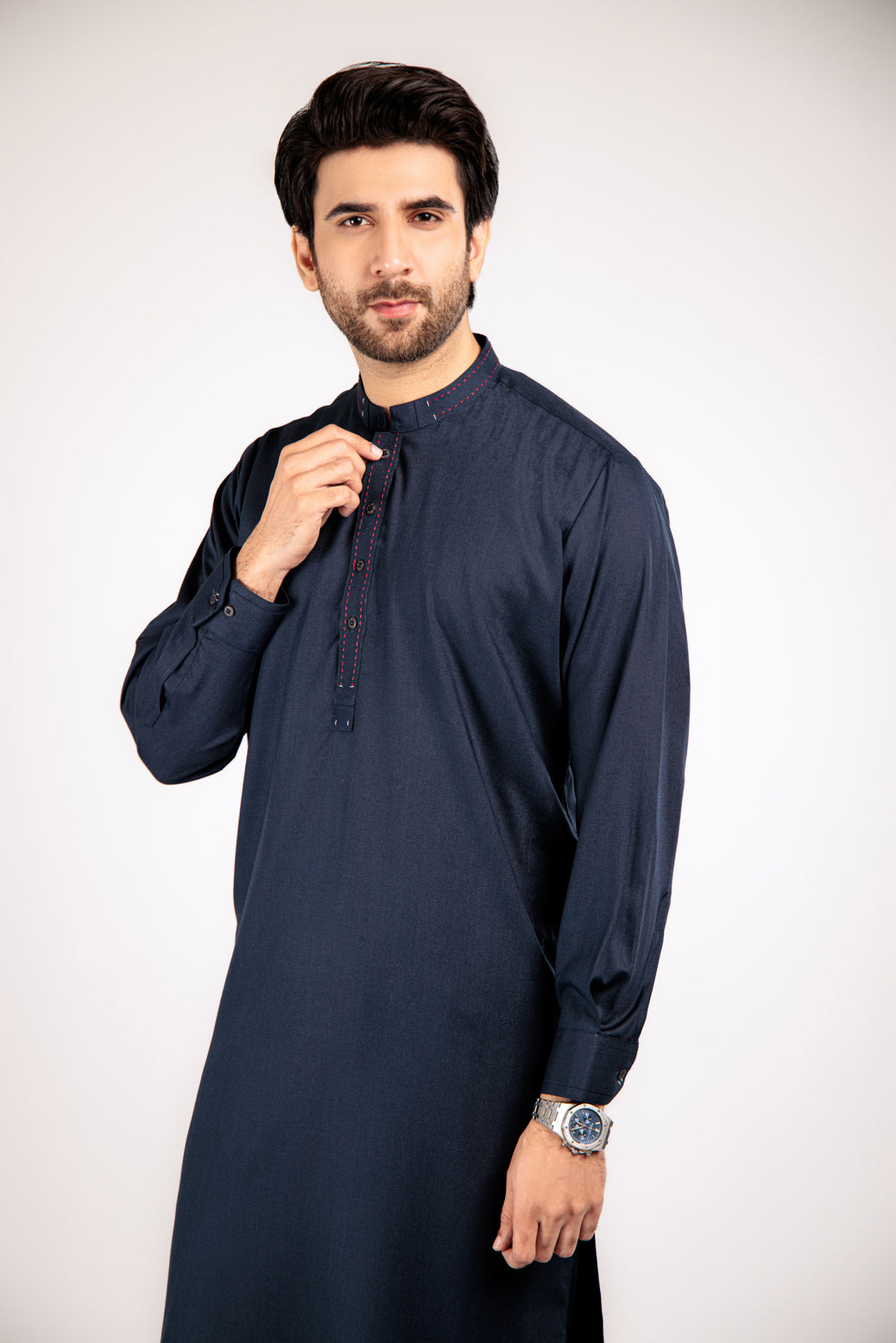 E-BLUE-KURTA SHALWAR-BLENDED (KSRW22-025)