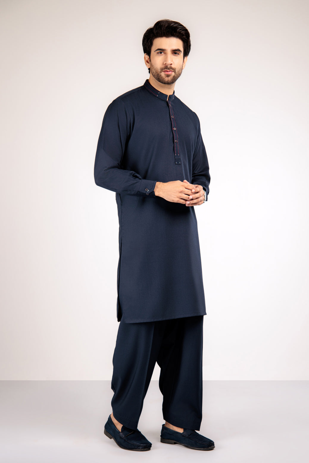 E-BLUE-KURTA SHALWAR-BLENDED (KSRW22-025)