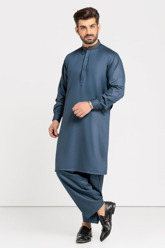 INT-BLUE-BLENDED-KURTA SHALWAR (KSRW22-032)