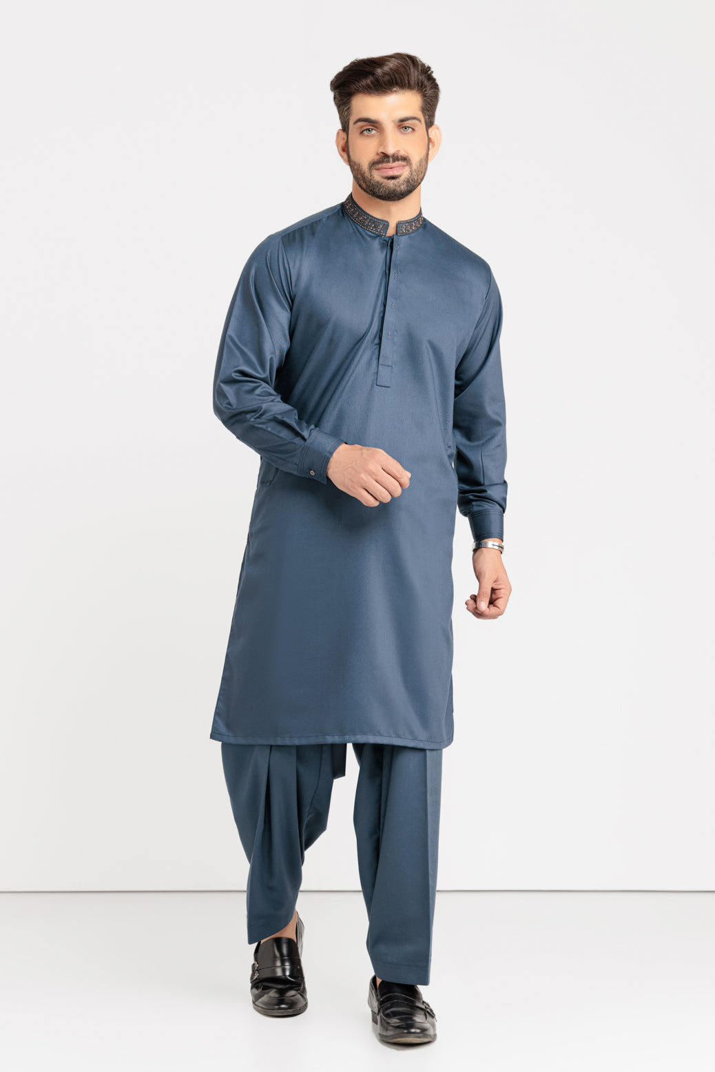 INT-BLUE-BLENDED-KURTA SHALWAR (KSRW22-032)