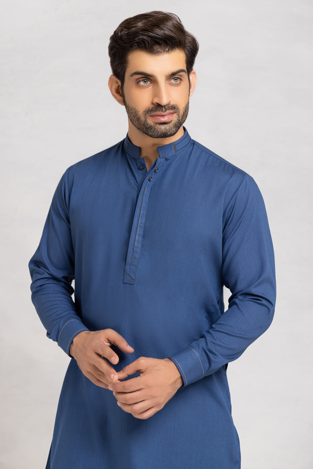 INK-BLUE-BLENDED-KURTA PAJAMA/TROUSER (KSW22-001)