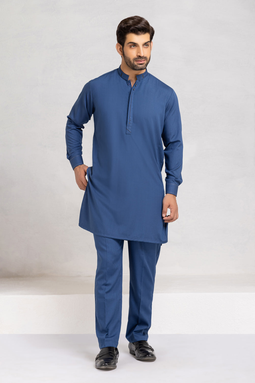 INK-BLUE-BLENDED-KURTA PAJAMA/TROUSER (KSW22-001)