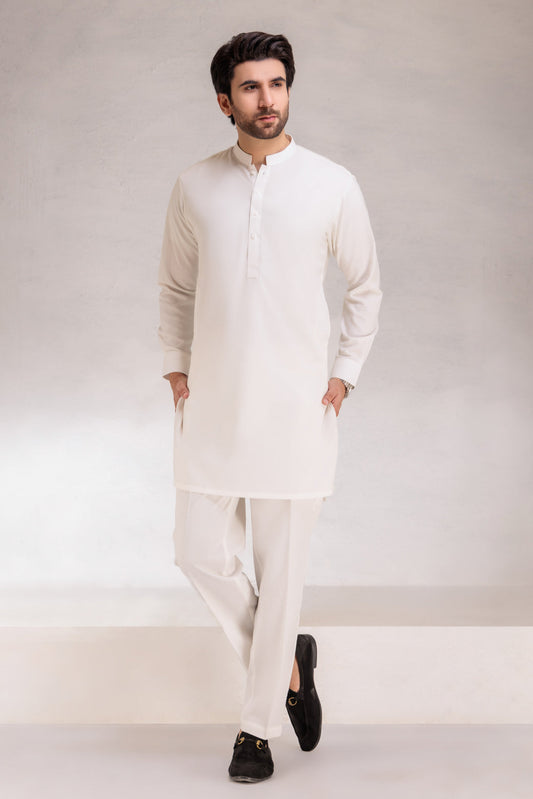 WHITE-BLENDED-KURTA PAJAMA/TROUSER  (KSW22-003)