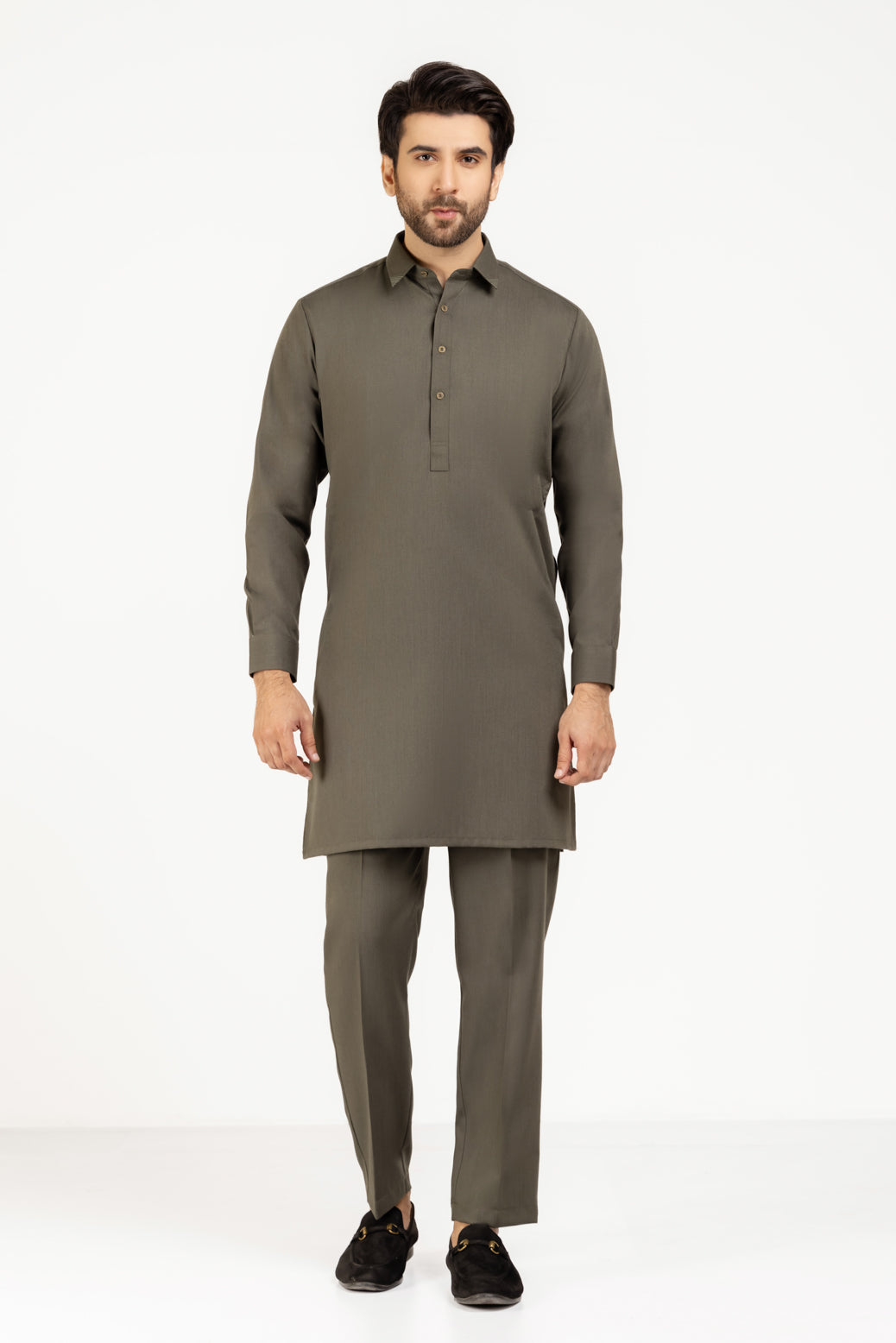 F-GREEN-BLENDED-KURTA PAJAMA/TROUSER (KSW22-008)