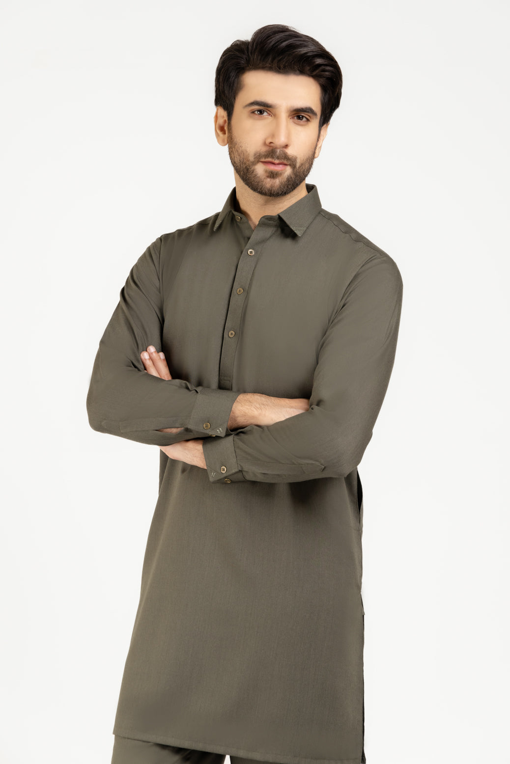 F-GREEN-BLENDED-KURTA PAJAMA/TROUSER (KSW22-008)