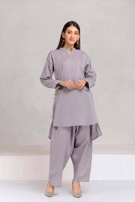 GRAY-CAMBRIC-2 PIECE-SUIT (PWR222P07)