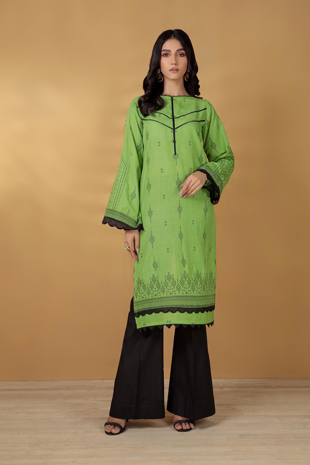 GREEN-JACQUARD-1 PIECE KURTI (RBNW221P01)