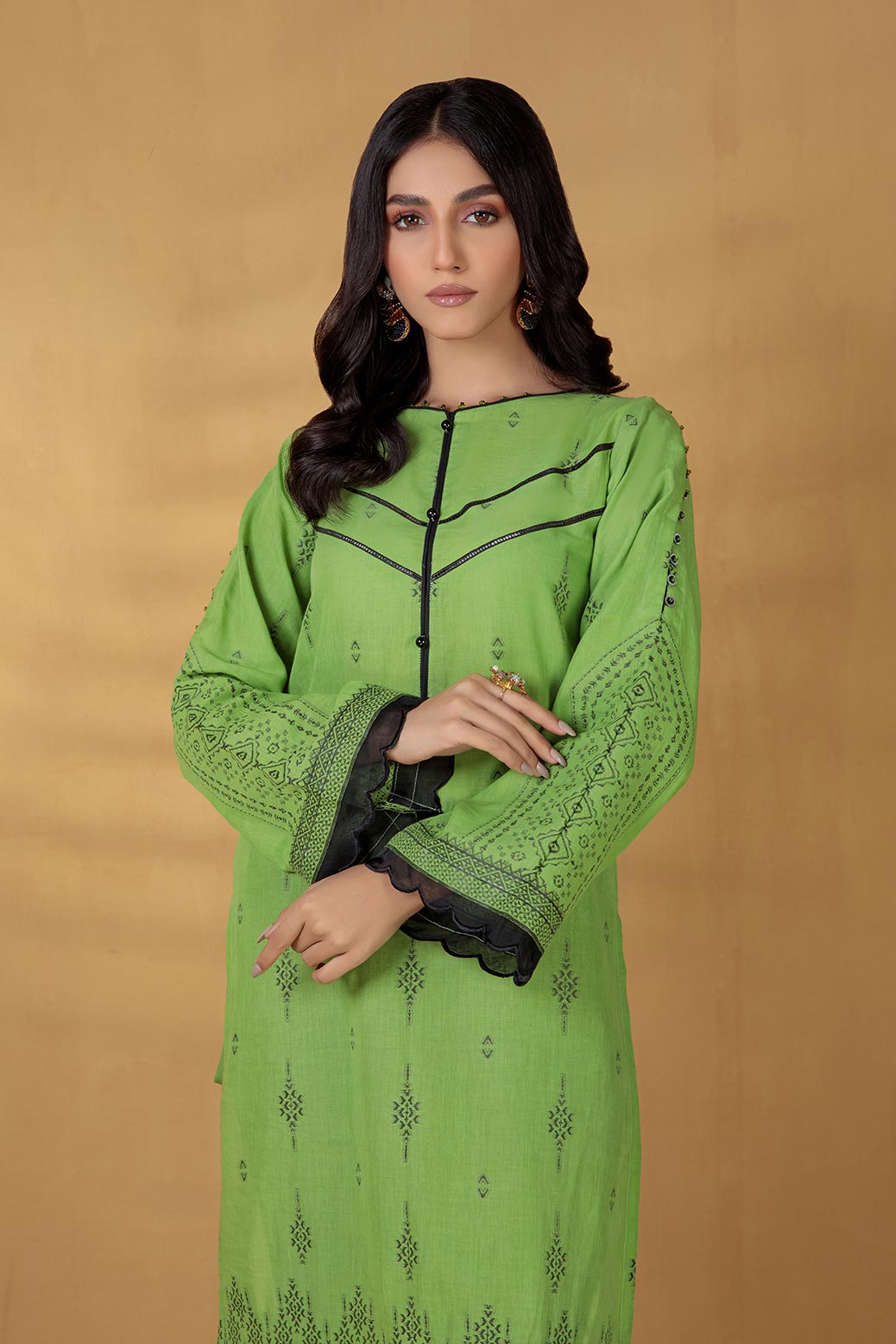 GREEN-JACQUARD-1 PIECE KURTI (RBNW221P01)