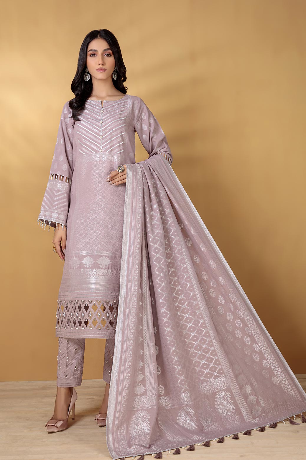 T-PINK-JACQUARD-3 PIECE SUIT (SBNW223P02)