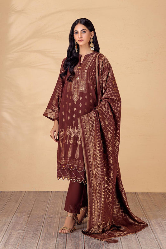 BROWN-JACQUARD-3 PIECE-SUIT (SBNW22T3P2)