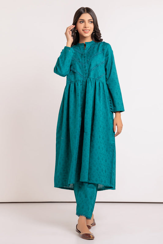 TEAL-SELF JACQUARD-2 PIECE (SJS222P04)