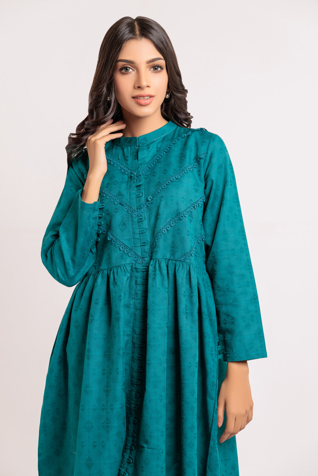 TEAL-SELF JACQUARD-2 PIECE (SJS222P04)