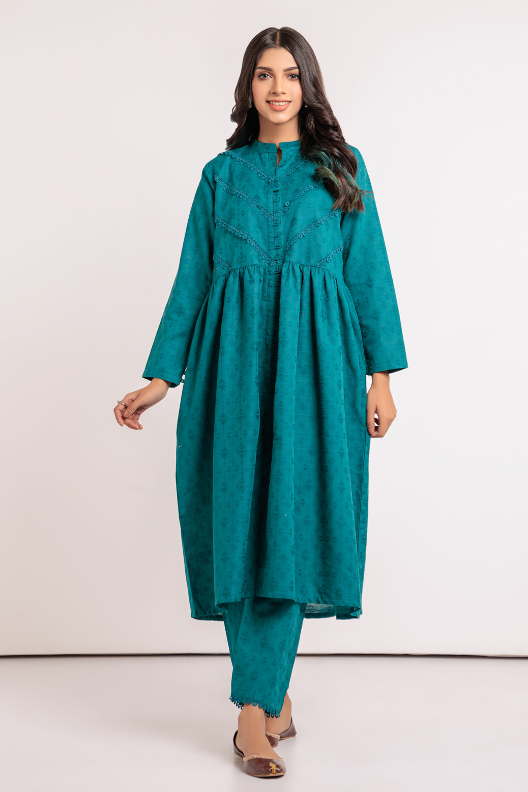 TEAL-SELF JACQUARD-2 PIECE (SJS222P04)