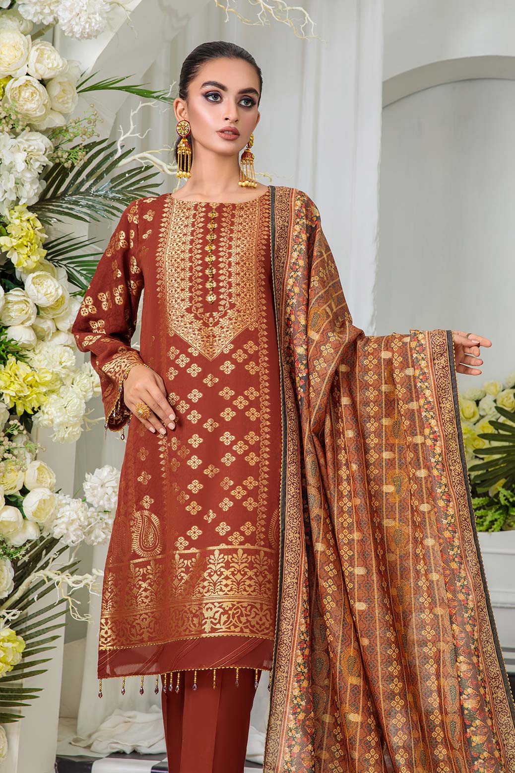 BROWN-JACQUARD-3 PIECE (SRNS223P28)