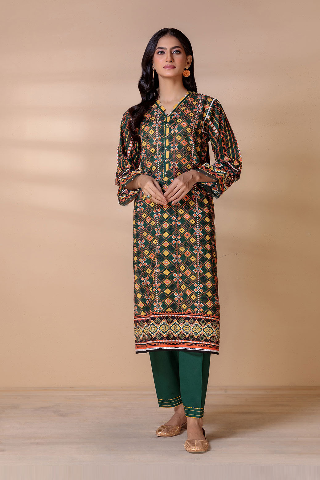 GREEN-KHADDAR-2 PIECE-SUIT (WAS222P16)