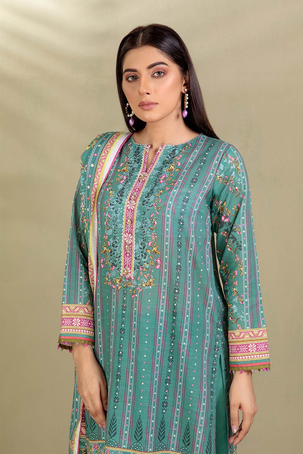 BLUE-KHADDAR-3 PIECE SUIT (WAS223P02)