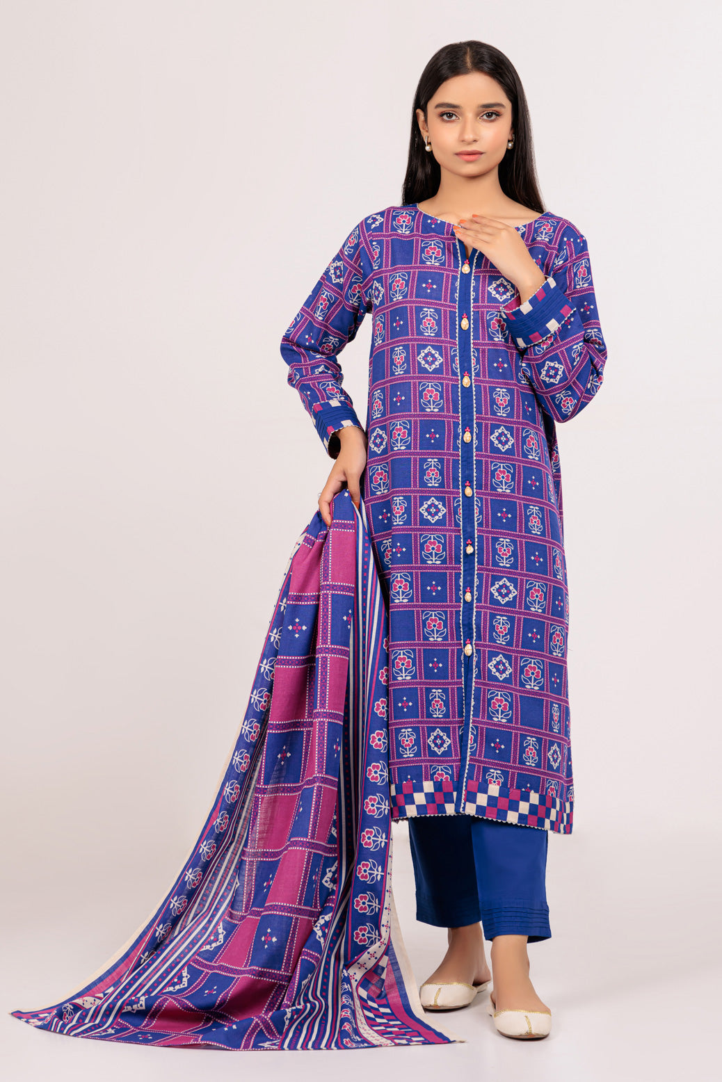 BLUE-KHADDAR-3 PIECE (WAS223P20)