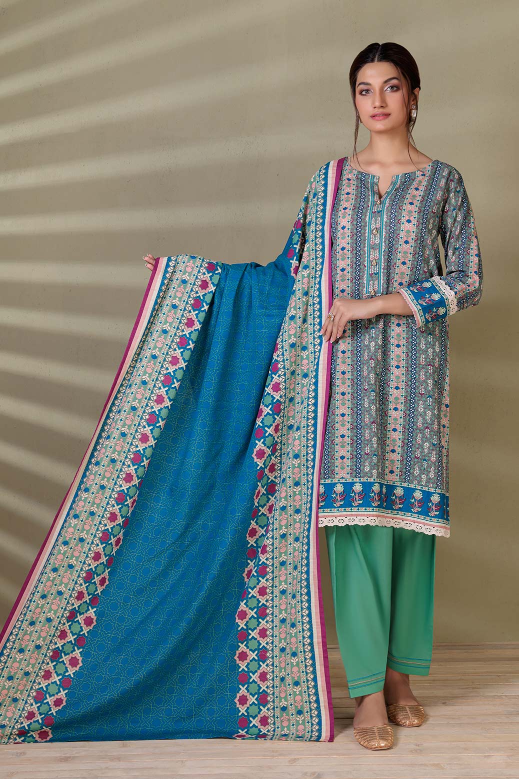 BLUE-KHADDAR-3 PIECE (WAS223P27)