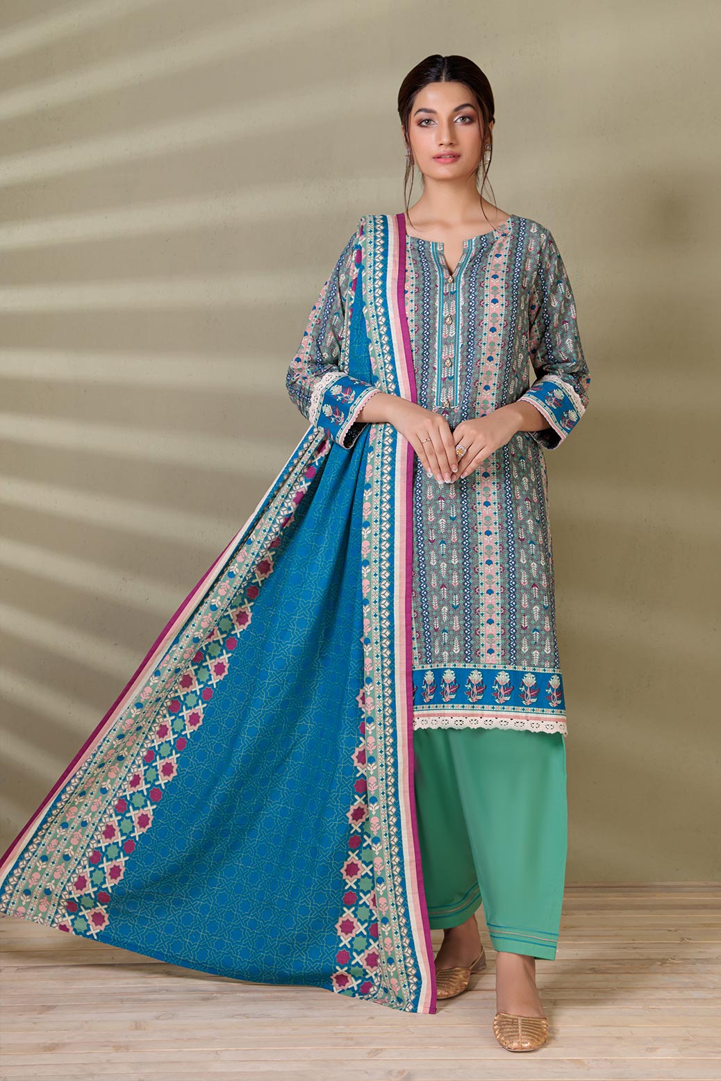 BLUE-KHADDAR-3 PIECE (WAS223P27)