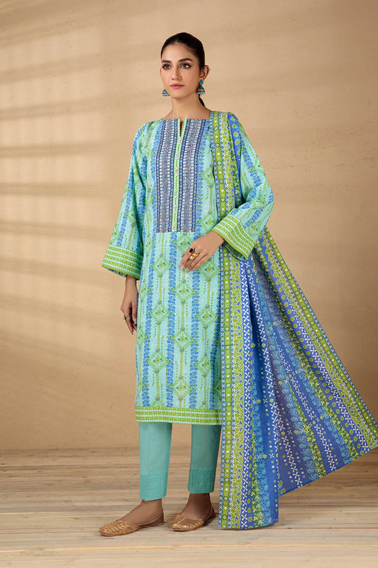 BLUE-KHADDAR-3 PIECE SUIT  (WAS223P29)