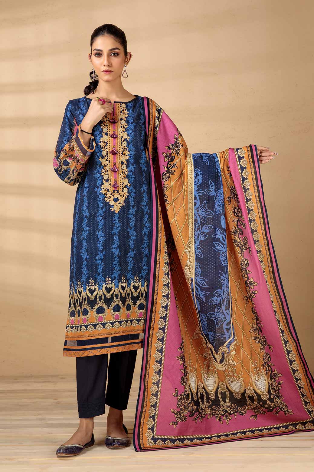 BLUE-KHADDAR-3 PIECE-SUIT (WAS223P50)