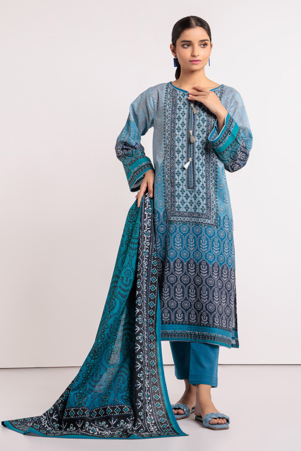 BLUE-KHADDAR-3 PIECE-SUIT (WAS223P61)