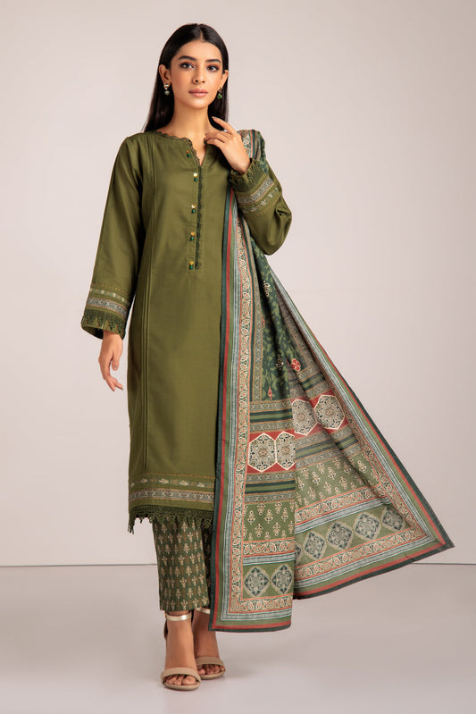 GREEN-KHADDAR-3 PIECE-SUIT (WAS223P71)