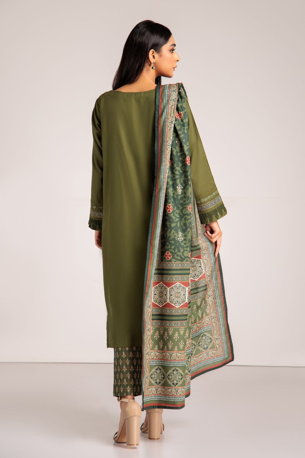 GREEN-KHADDAR-3 PIECE-SUIT (WAS223P71)