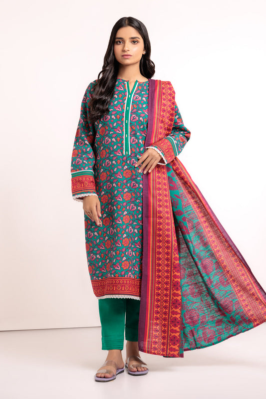 GREEN-KHADDAR-3 PIECE (WAS223P98)