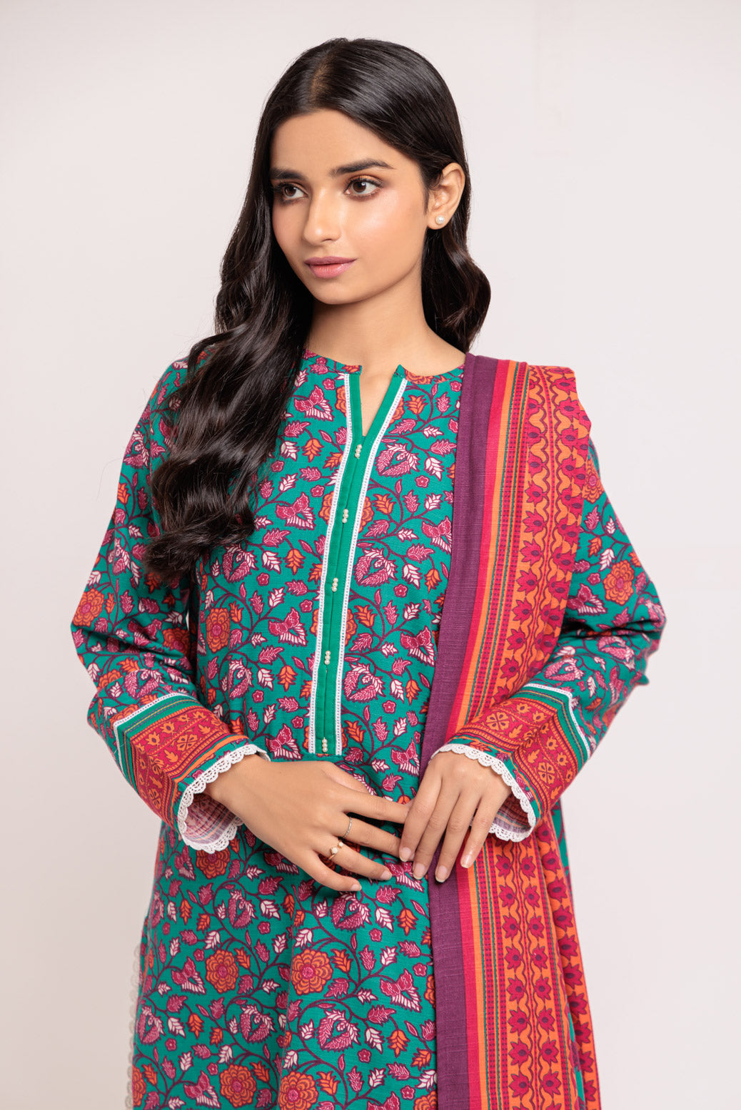 GREEN-KHADDAR-3 PIECE (WAS223P98)