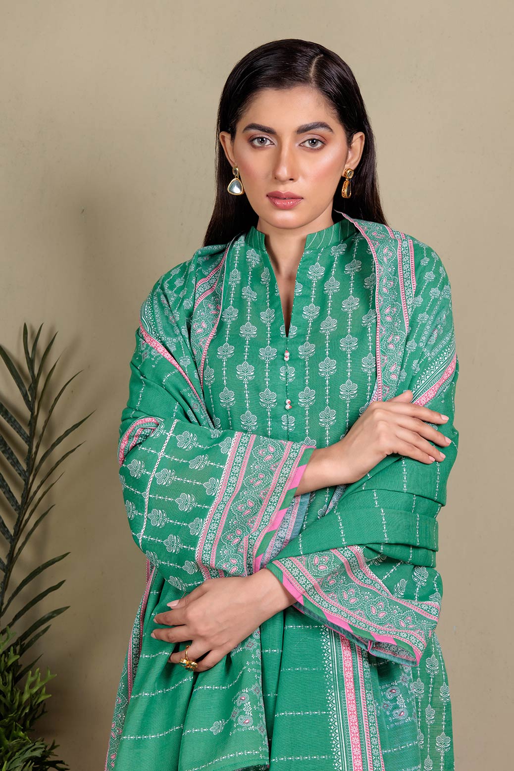 GREEN-KHADDAR-3 PIECE-SUIT (WRS223P08)