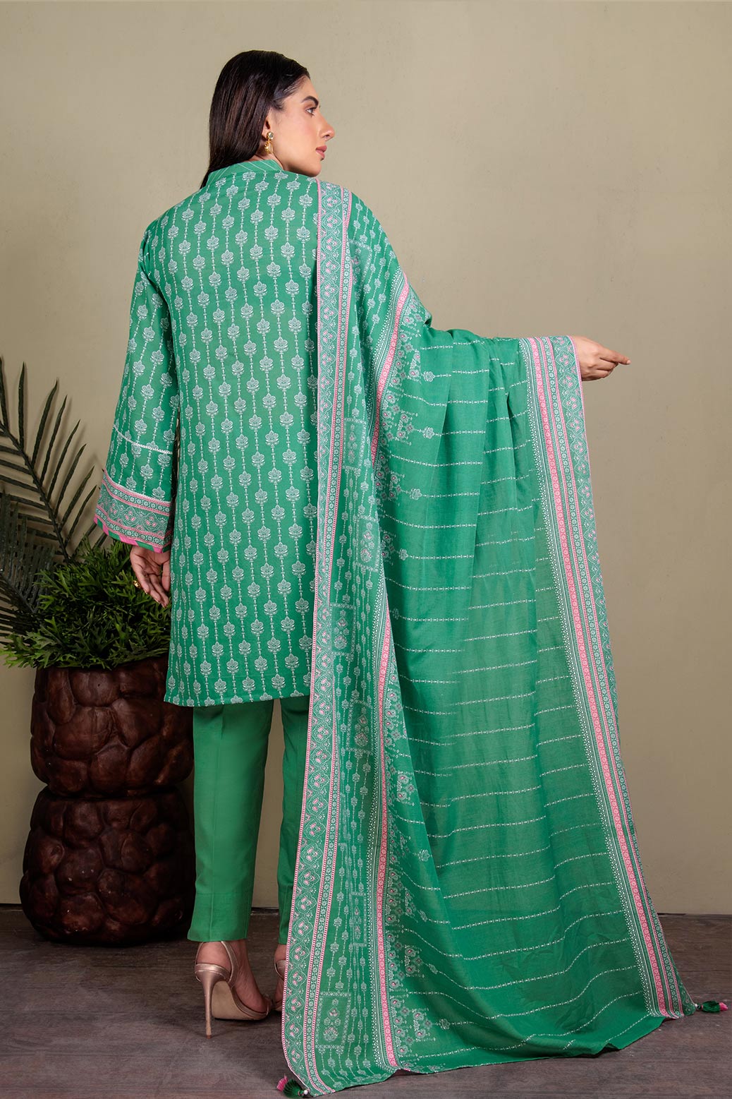 GREEN-KHADDAR-3 PIECE-SUIT (WRS223P08)