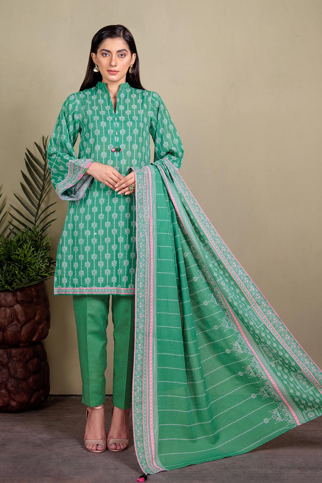 GREEN-KHADDAR-3 PIECE-SUIT (WRS223P08)