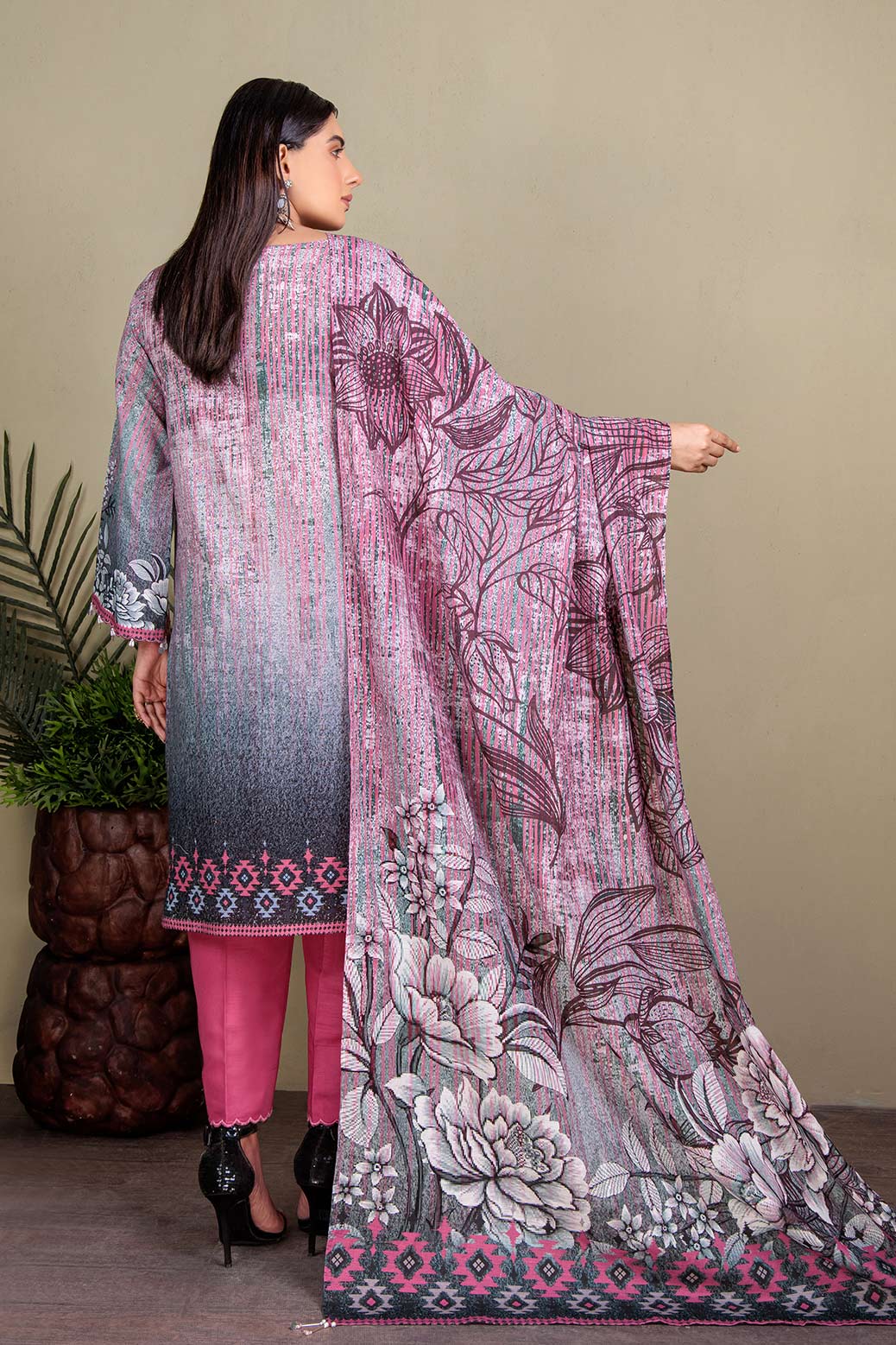 GRAY-KHADDAR-3 PIECE-SUIT (WRS223P20)