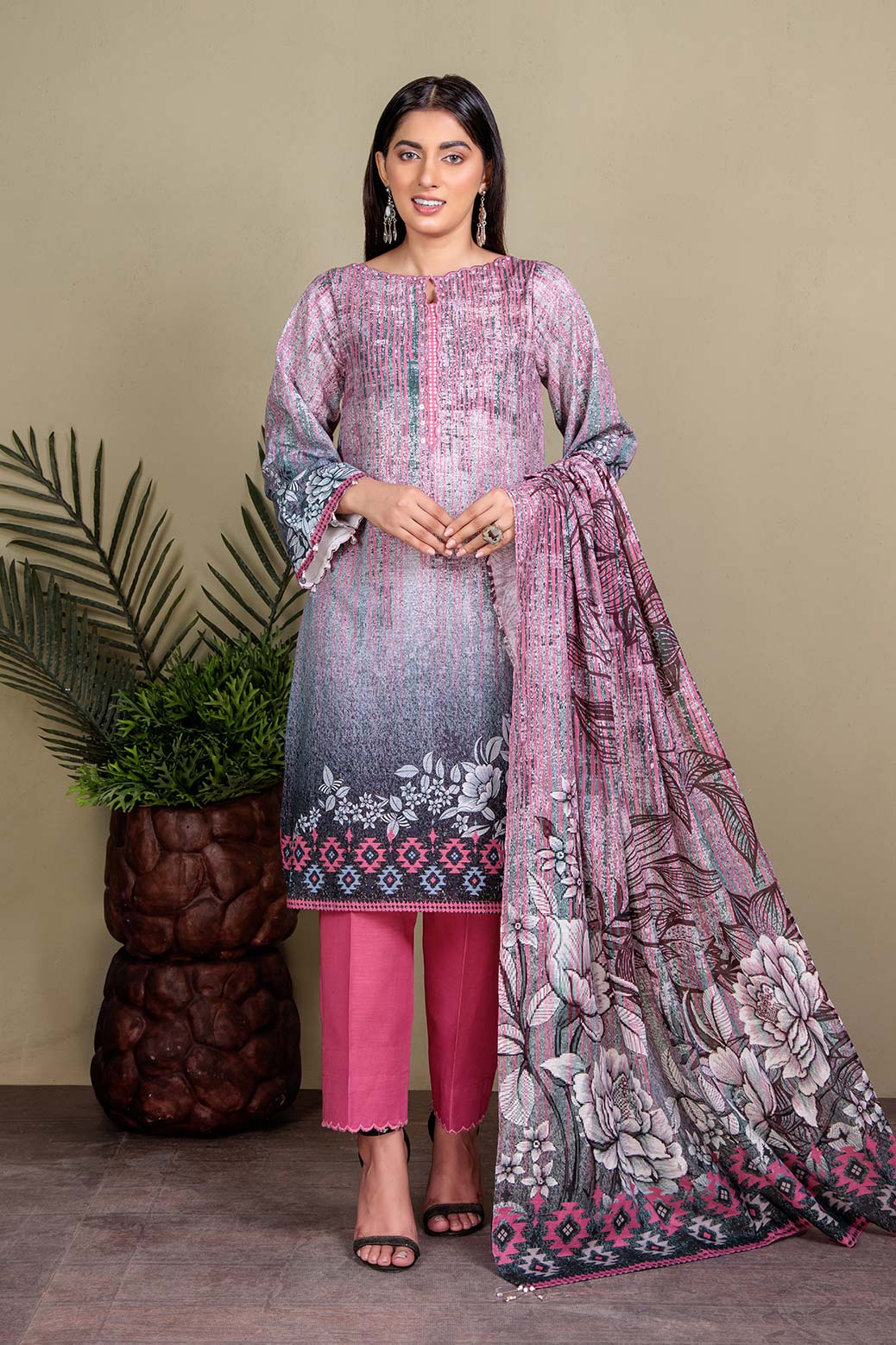 GRAY-KHADDAR-3 PIECE-SUIT (WRS223P20)